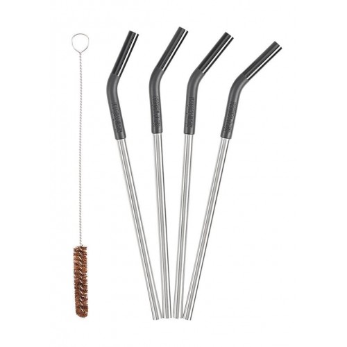 Klean Kanteen Re-useable Straws - 4 Stainless Steel Straws & Cleaning Brush Set